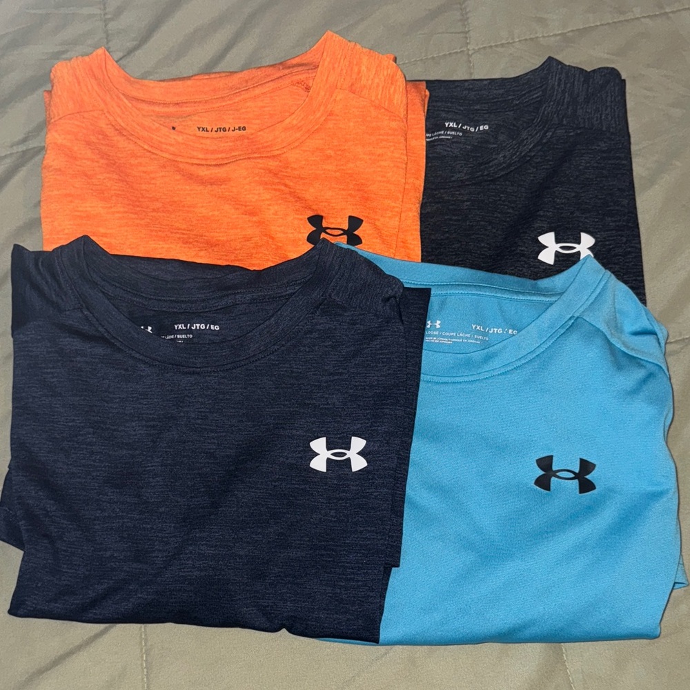 Under Armour Boys Short Sleeve Tees - Light Blue, Dark Blue, Orange